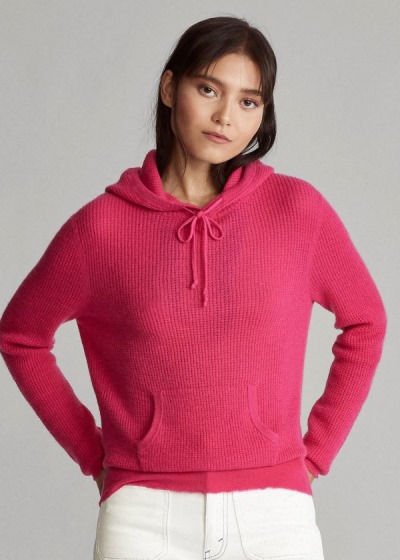 Sudaderas Con Capucha Polo Ralph Lauren Mujer Rosas Oscuro - Waffle-Knit Cashmere - PQATC5306